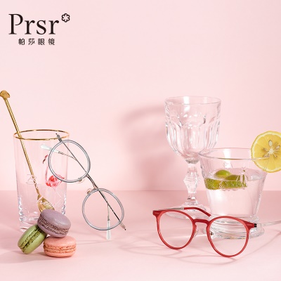 帕莎眼镜复古圆形透明女韩版全框轻镜架可配近视度数眼镜架