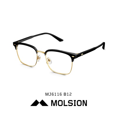 MJ6116B12镜框:黑色∣金色 镜腿：黑色