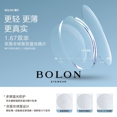 【推荐】镜框+BOLON双非防蓝光镜片1.67(建议1000度内)